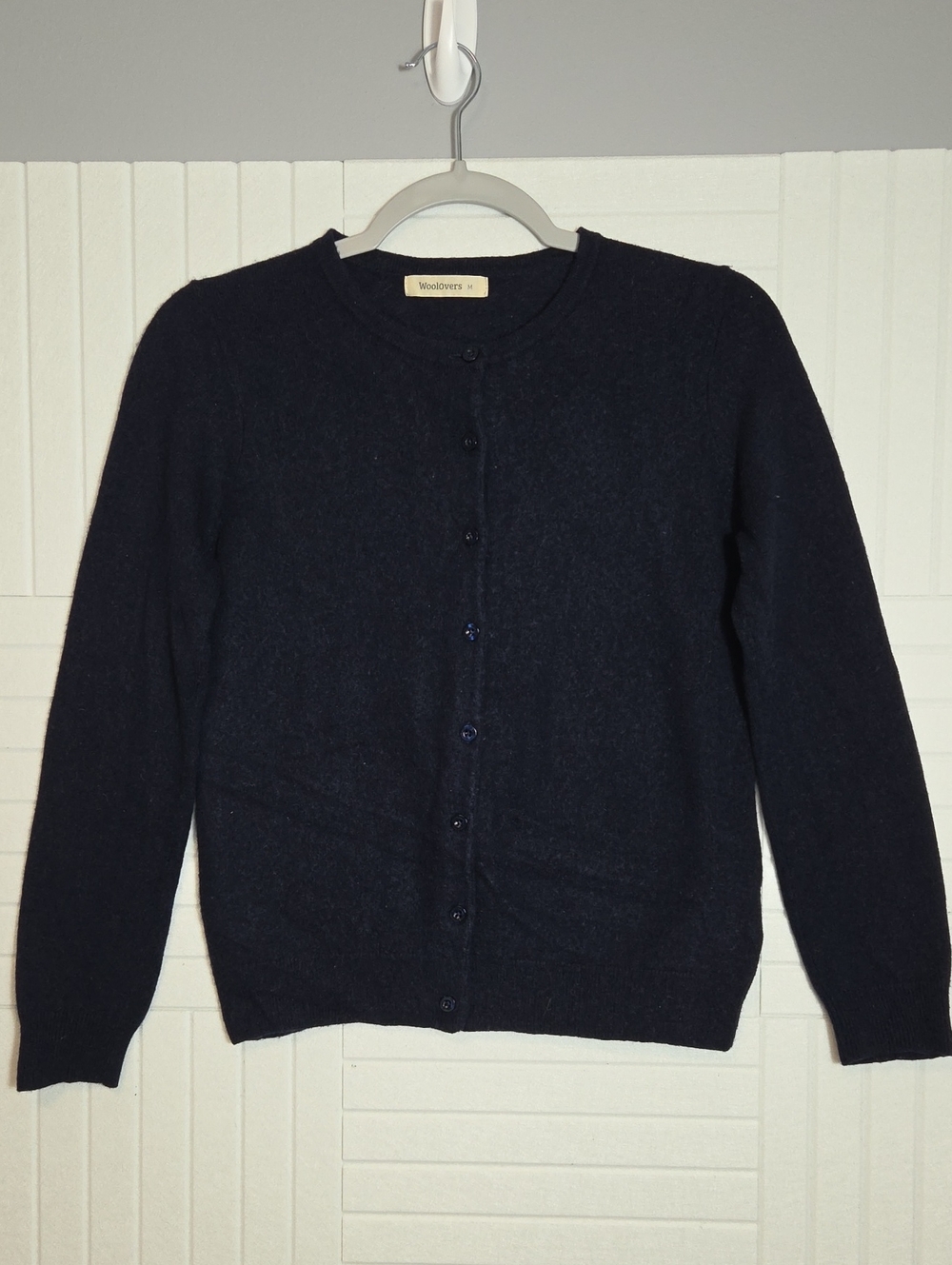Woolovers Wool/Cashmere Blend Cardigan Sweater Dark Blue Sugar M